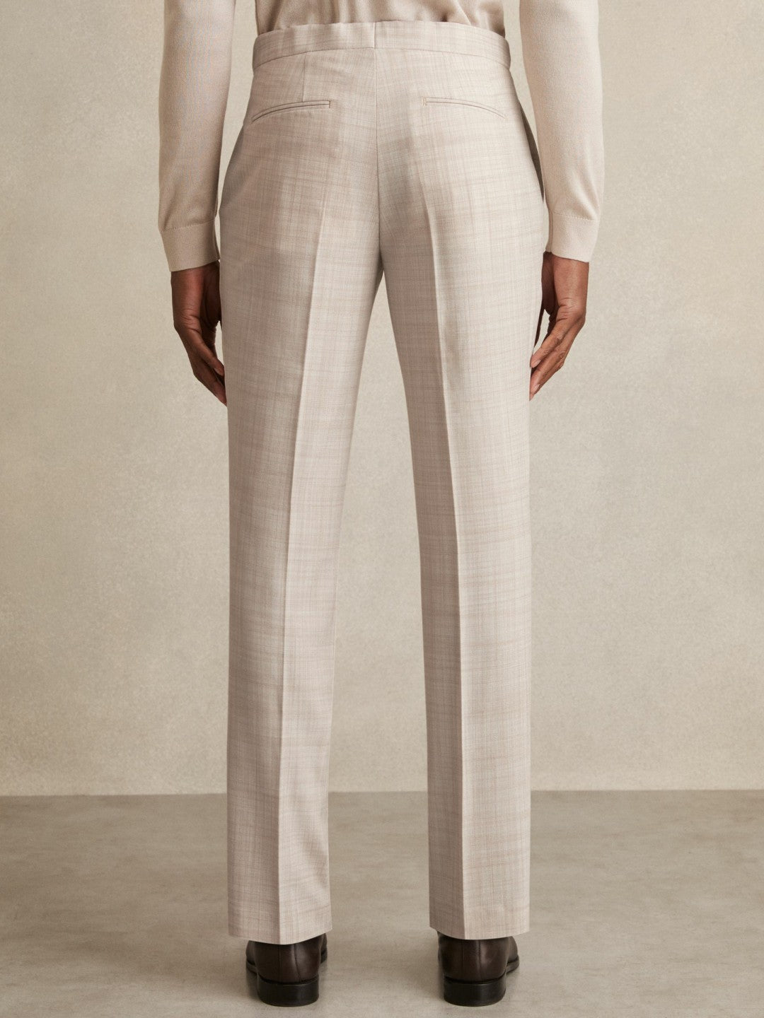 Check Regular-Fit Suit Trousers in Stone Men | Reiss