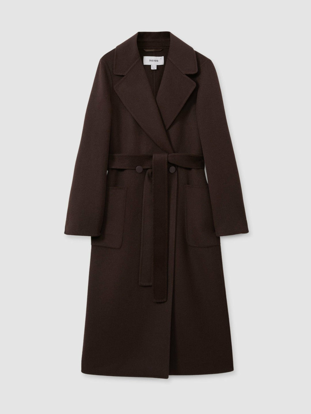 Petite Wool Blend Double Breasted Blindseam Coat in Chocolate Women | Reiss