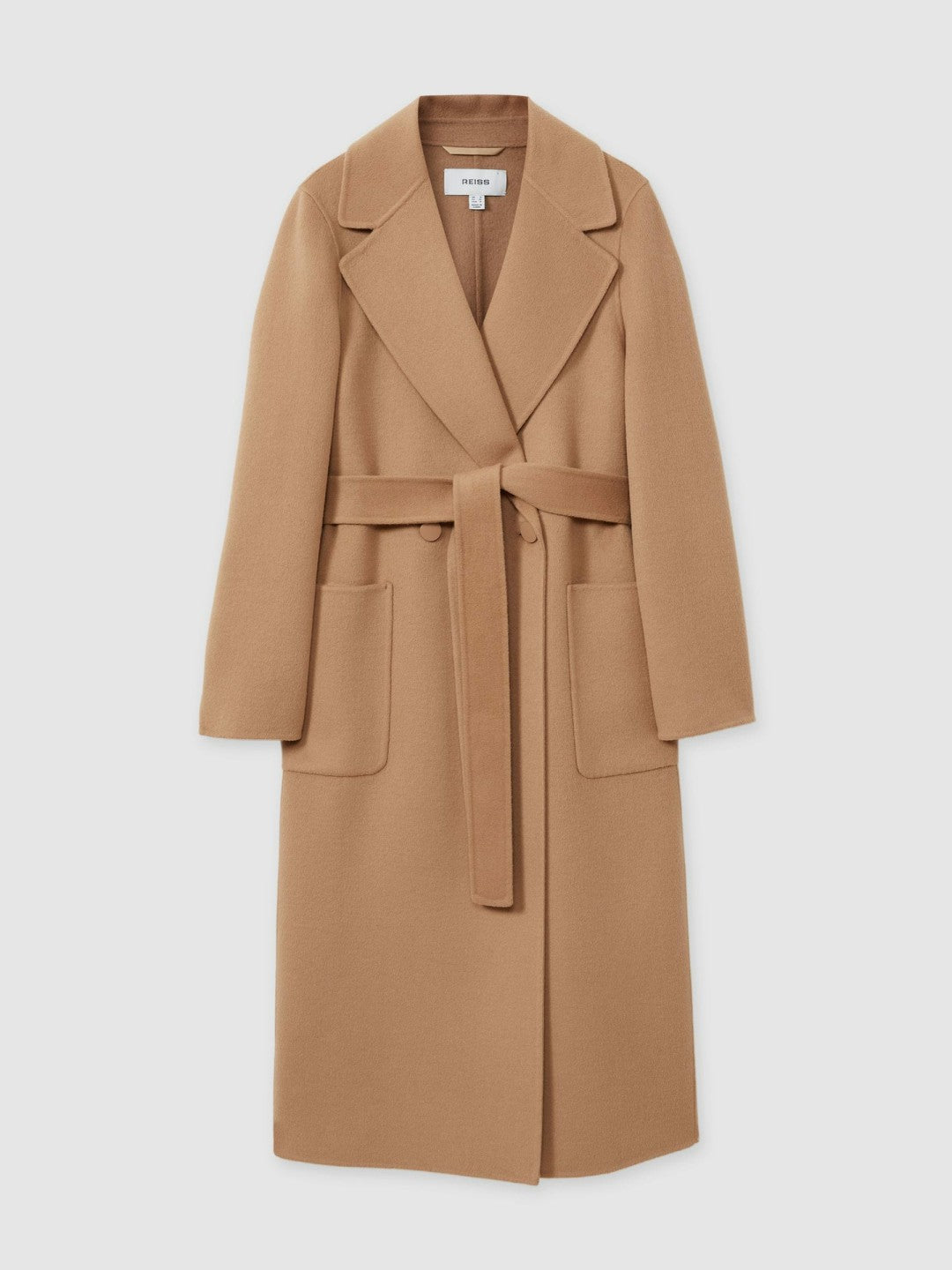 Petite Wool Blend Double Breasted Blindseam Coat in Light Camel Women | Reiss