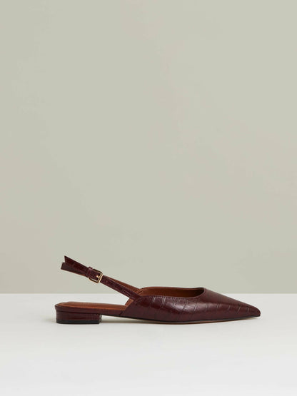 Leather Slingback Ballerina Pumps in Oxblood Women | Reiss