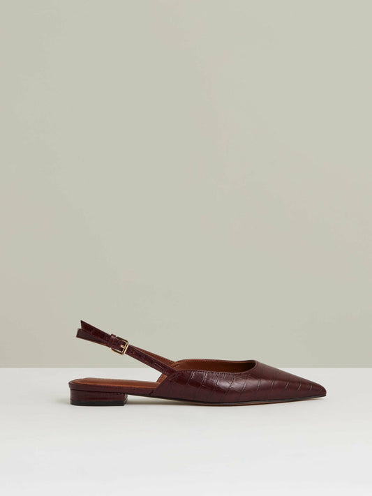 Leather Slingback Ballerina Pumps in Oxblood Women | Reiss