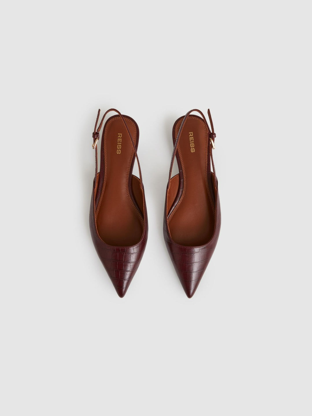 Leather Slingback Ballerina Pumps in Oxblood Women | Reiss