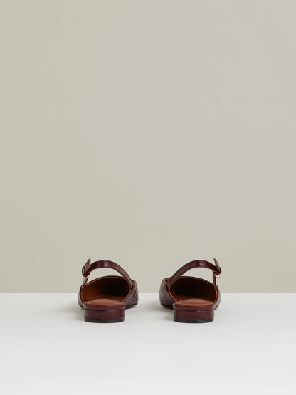 Leather Slingback Ballerina Pumps in Oxblood Women | Reiss