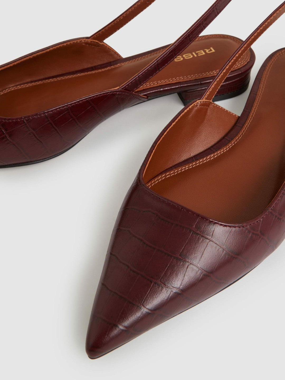 Leather Slingback Ballerina Pumps in Oxblood Women | Reiss