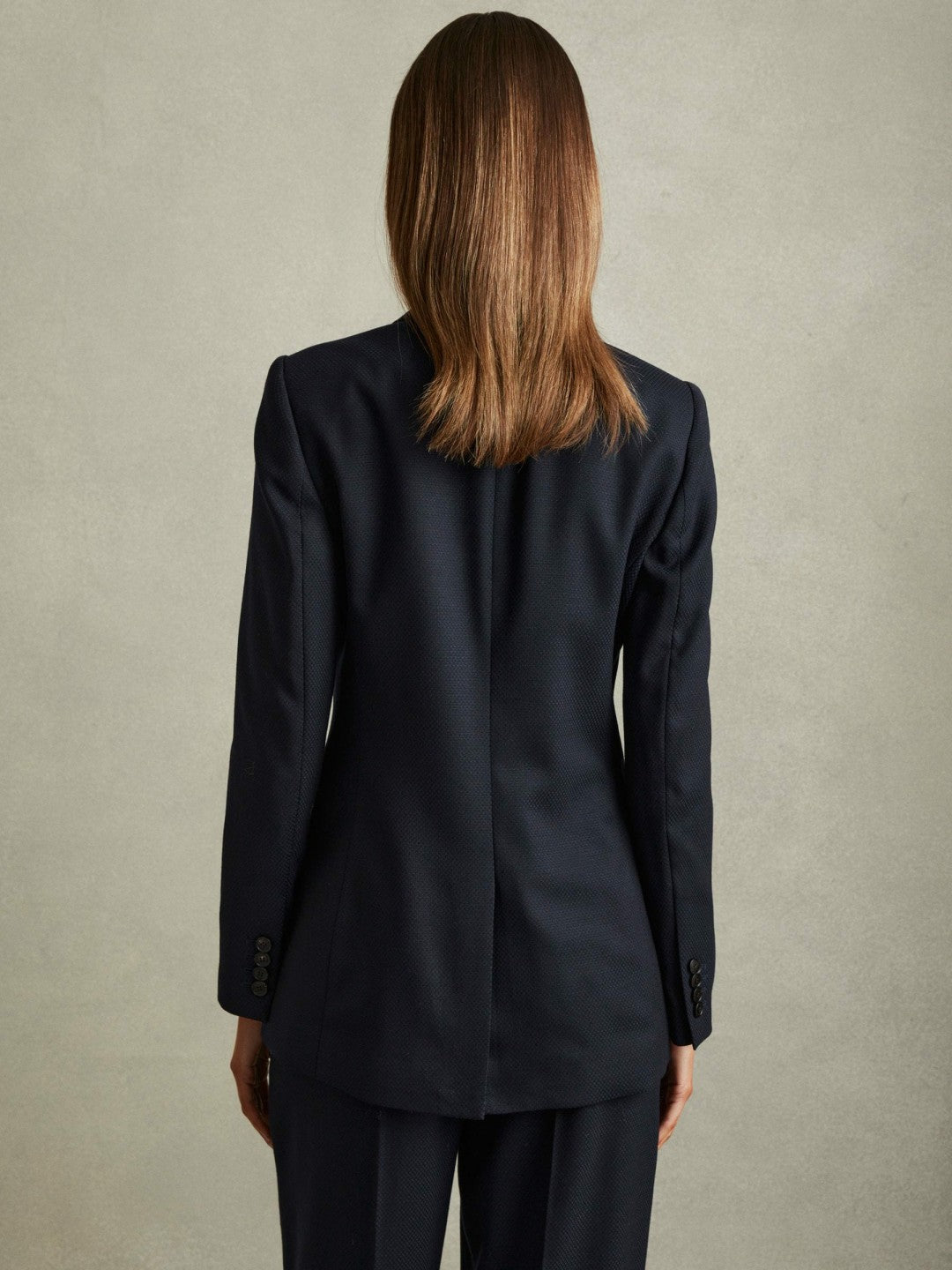 Textured Single Breasted Suit Blazer in Navy Women | Reiss