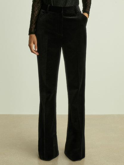 Velvet Flared Suit Trousers in Black Women | Reiss