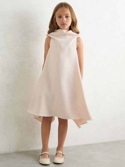 3-9 yrs High-Neck Drape Back Dress in Pink Children & Baby | Reiss