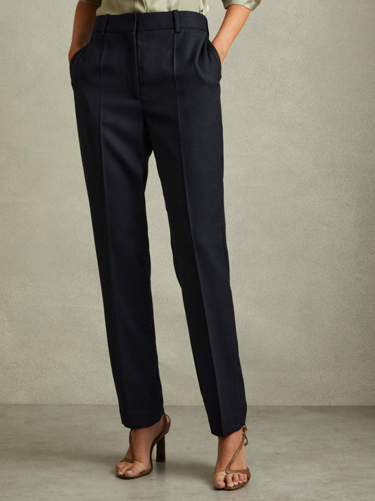 Textured Slim Fit Suit Trousers in Navy Women | Reiss