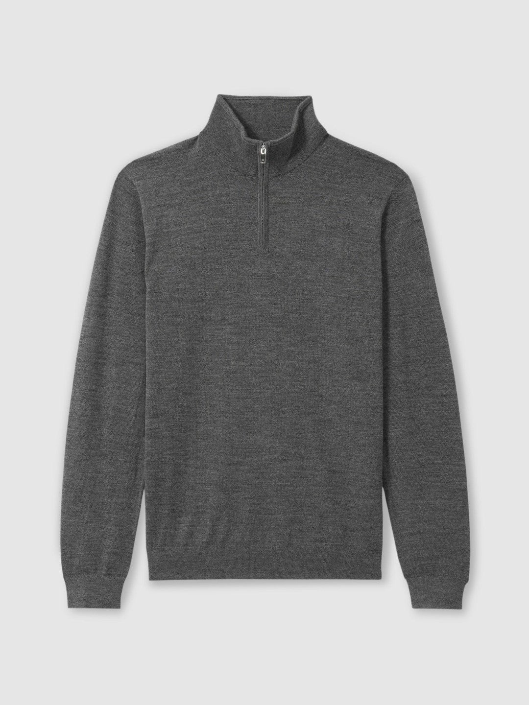 Merino Wool Half-Zip Jumper in Derby Grey Marl Men | Reiss