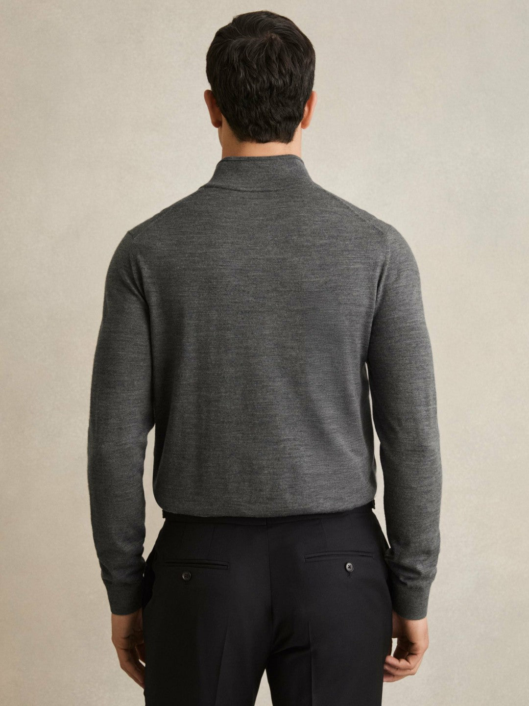 Merino Wool Half-Zip Jumper in Derby Grey Marl Men | Reiss