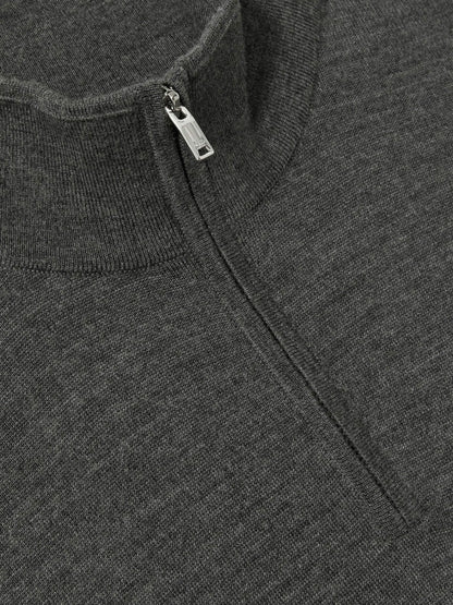 Merino Wool Half-Zip Jumper in Derby Grey Marl Men | Reiss
