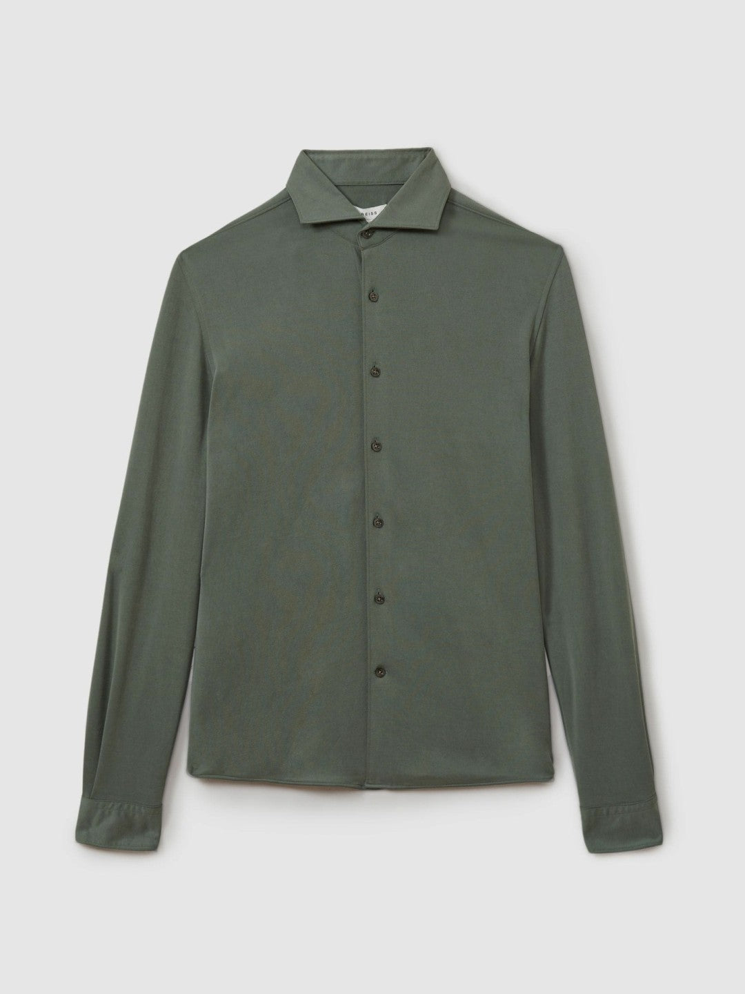 Modal Blend Cutaway Collar Shirt in Green Smoke Men | Reiss