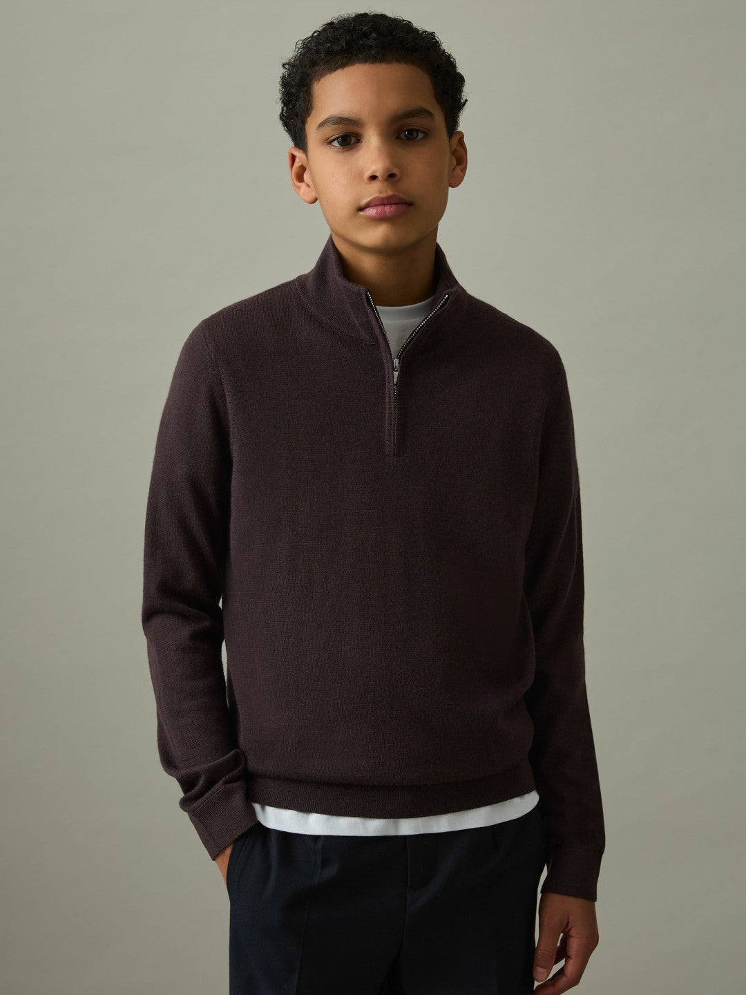 3-9 yrs Two Pack Of Merino Wool Zip-Neck Jumpers in Navy/Dark Bordeaux Children & Baby | Reiss
