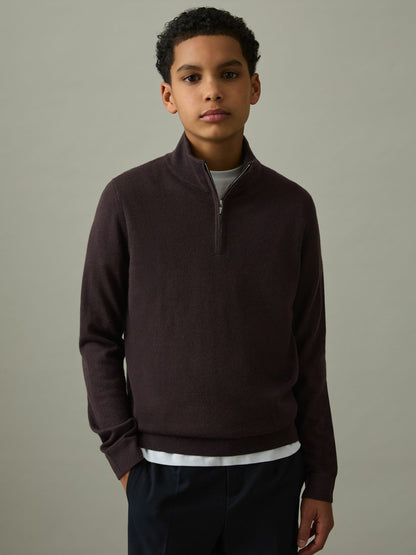 3-9 yrs Two Pack Of Merino Wool Zip-Neck Jumpers in Navy/Dark Bordeaux Children & Baby | Reiss
