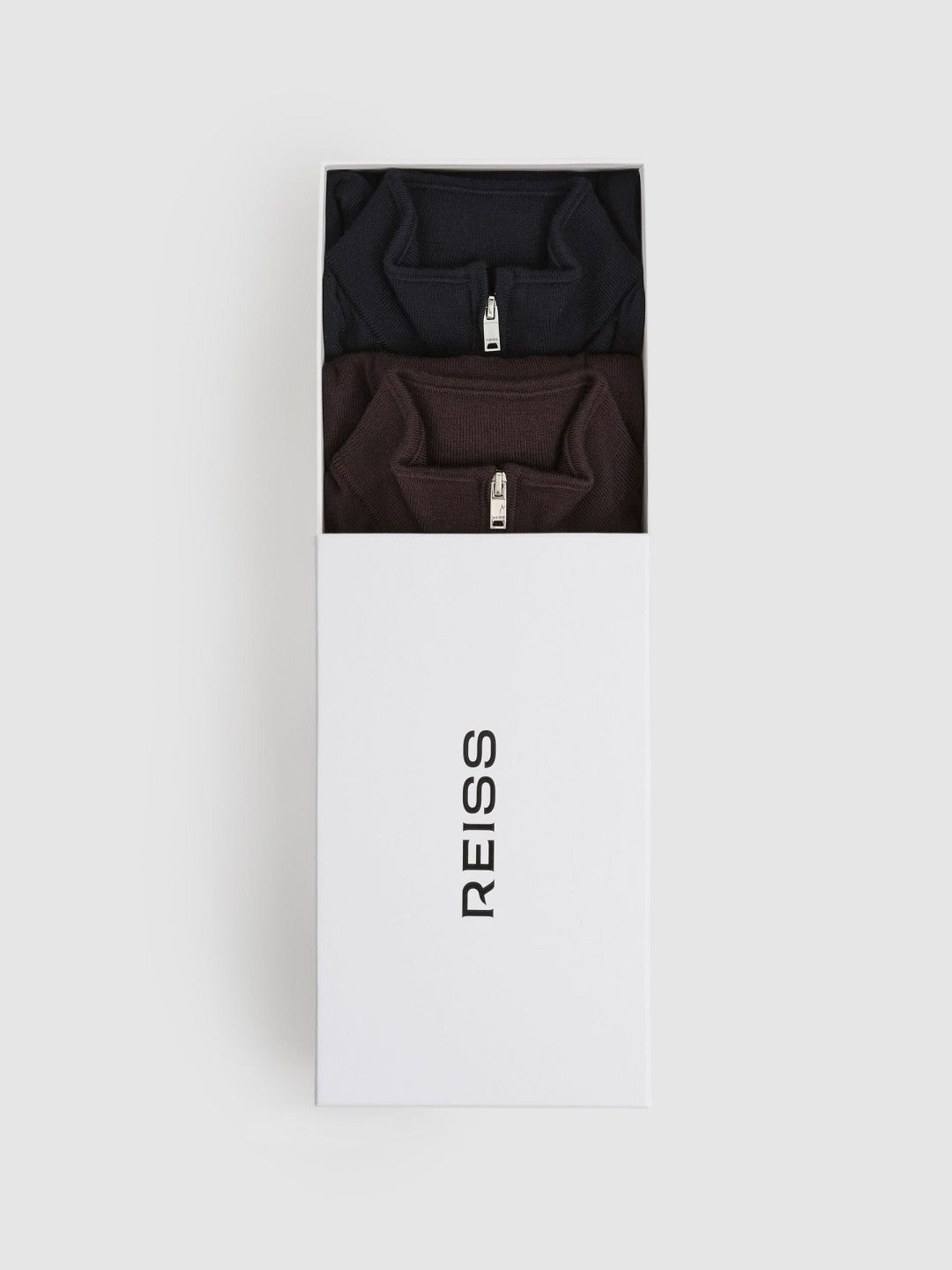 3-9 yrs Two Pack Of Merino Wool Zip-Neck Jumpers in Navy/Dark Bordeaux Children & Baby | Reiss
