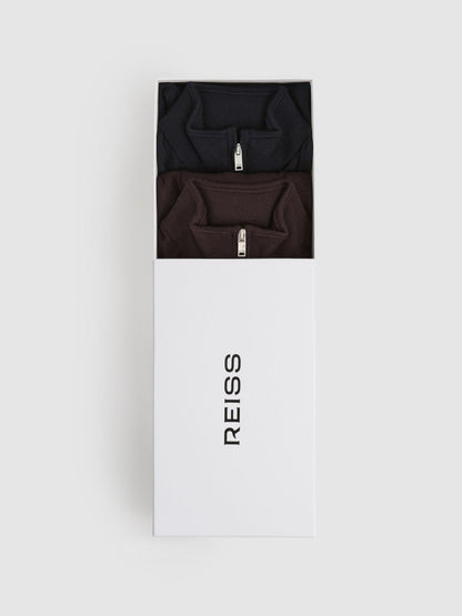 3-9 yrs Two Pack Of Merino Wool Zip-Neck Jumpers in Navy/Dark Bordeaux Children & Baby | Reiss