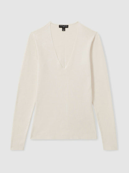 Atelier Knitted Silk-Blend Top in Off White Women | Reiss