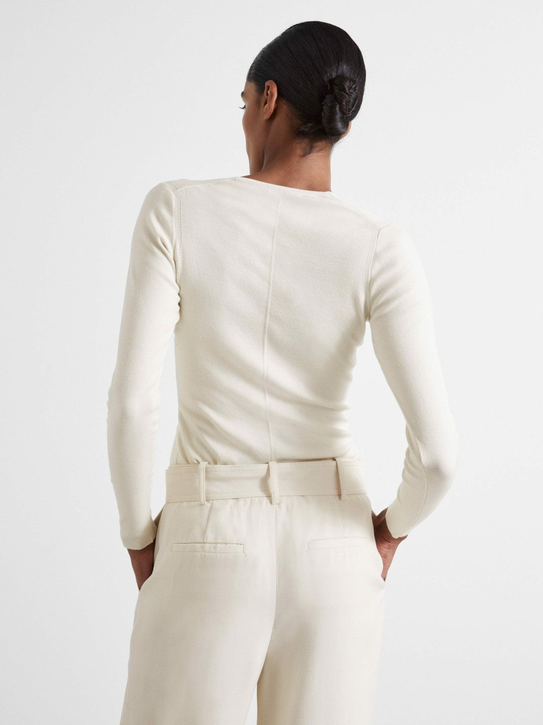 Atelier Knitted Silk-Blend Top in Off White Women | Reiss