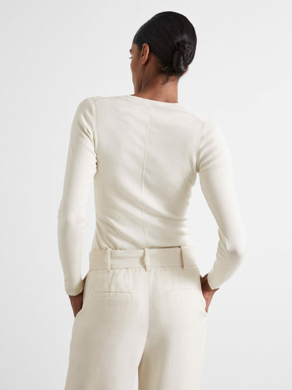 Atelier Knitted Silk-Blend Top in Off White Women | Reiss