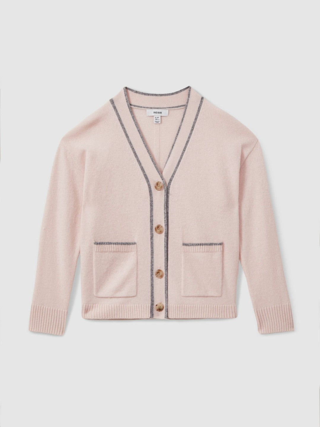 9-13 yrs Wool-Blend Stripe-Detail Cardigan With Cashmere in Pink Children & Baby | Reiss