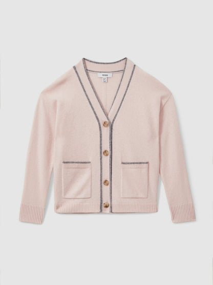 9-13 yrs Wool-Blend Stripe-Detail Cardigan With Cashmere in Pink Children & Baby | Reiss