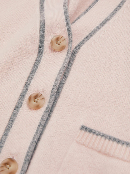 9-13 yrs Wool-Blend Stripe-Detail Cardigan With Cashmere in Pink Children & Baby | Reiss