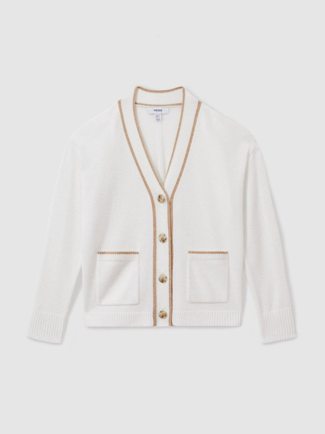4-9 yrs Wool-Blend Stripe-Detail Cardigan With Cashmere in Cream Children & Baby | Reiss
