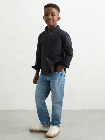 3-9 yrs Button Down Oxford Shirt in Navy Children & Baby | Reiss
