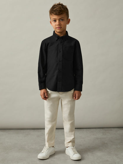 3-9 yrs Button Down Oxford Shirt in Black Children & Baby | Reiss