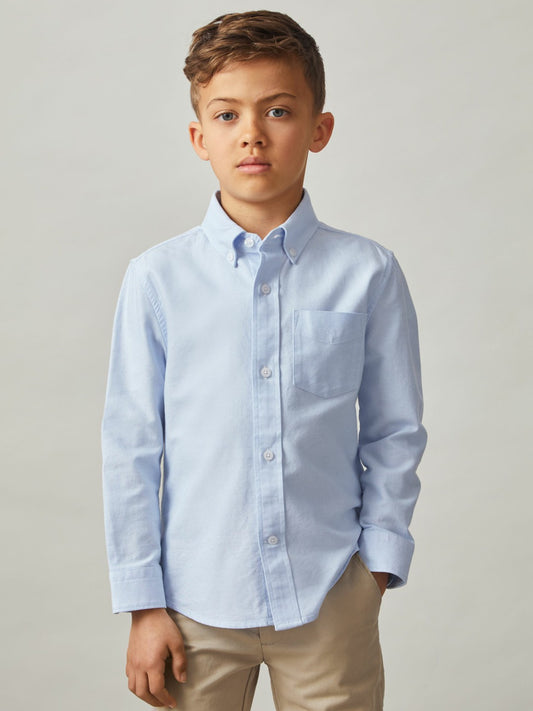 3-9 yrs Button Down Oxford Shirt in Soft Blue Children & Baby | Reiss