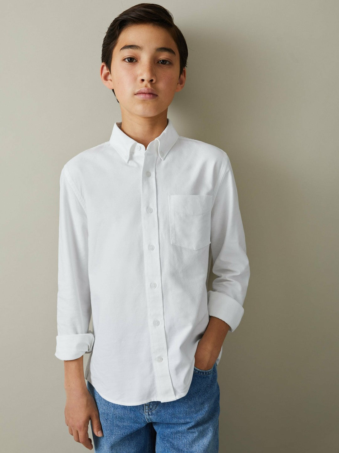 9-13 yrs Button Down Oxford Shirt in White Children & Baby | Reiss