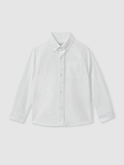 9-13 yrs Button Down Oxford Shirt in White Children & Baby | Reiss