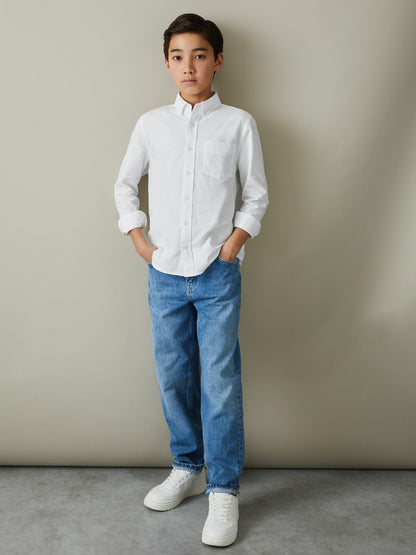 9-13 yrs Button Down Oxford Shirt in White Children & Baby | Reiss