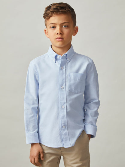 9-13 yrs Button Down Oxford Shirt in Soft Blue Children & Baby | Reiss
