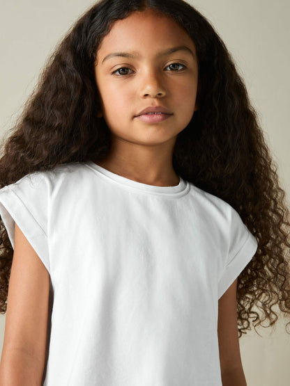 9-13 yrs Cotton-Jersey Cropped T-Shirt in White Children & Baby | Reiss
