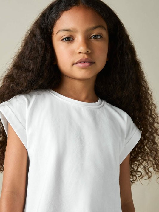 9-13 yrs Cotton-Jersey Cropped T-Shirt in White Children & Baby | Reiss