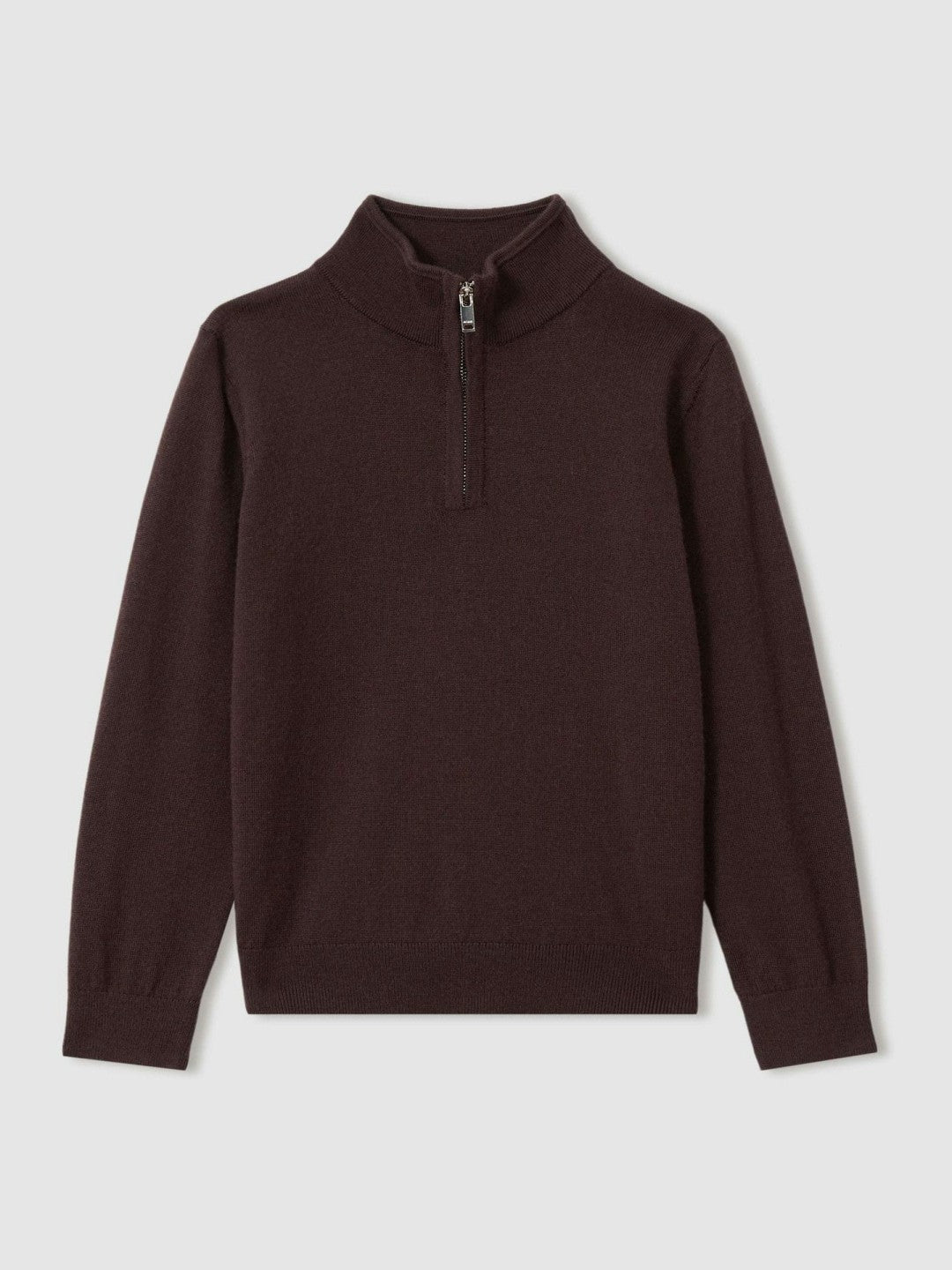 9-13 yrs Merino Wool Half-Zip Funnel Neck Jumper in Dark Bordeaux Children & Baby | Reiss