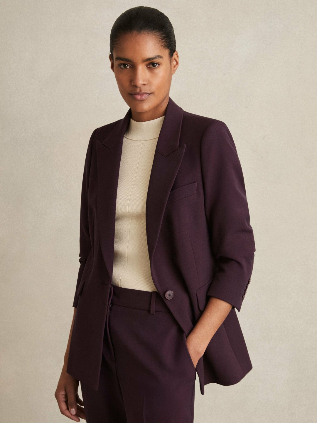 Petite Tailored Single Breasted Suit Blazer in Berry Women | Reiss