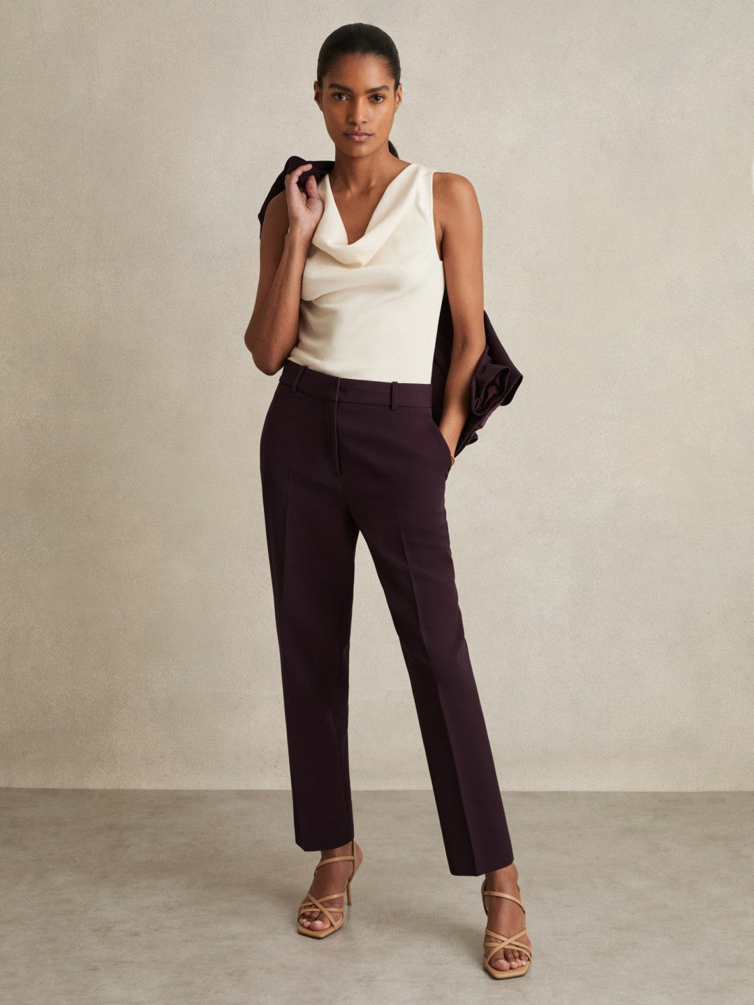Petite Slim Fit Suit Trousers in Berry Women | Reiss