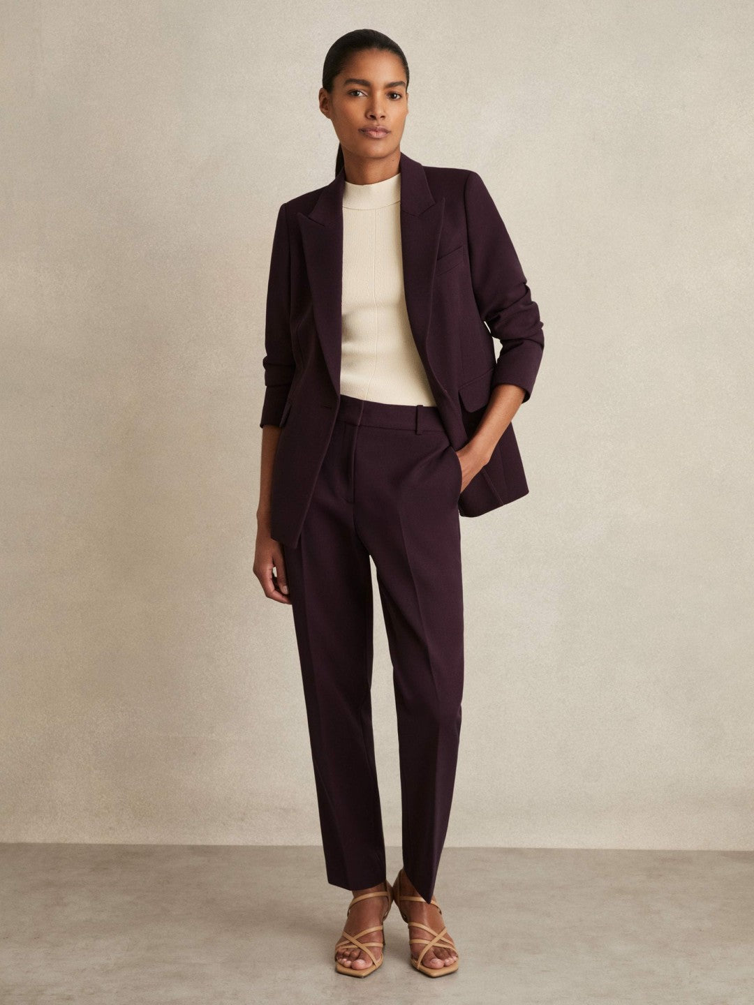 Petite Slim Fit Suit Trousers in Berry Women | Reiss