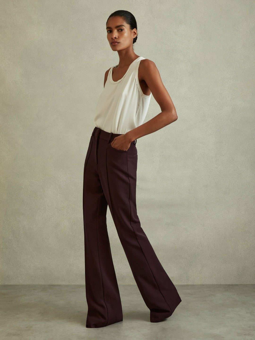Petite Flared Suit Trousers in Berry Women | Reiss