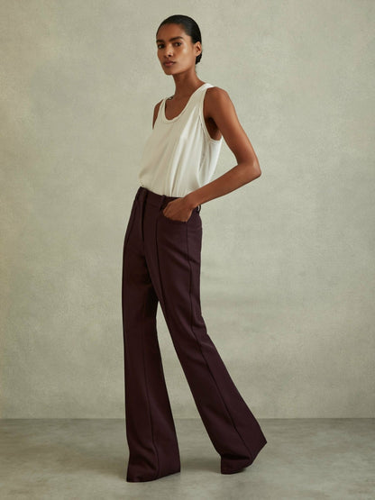 Petite Flared Suit Trousers in Berry Women | Reiss
