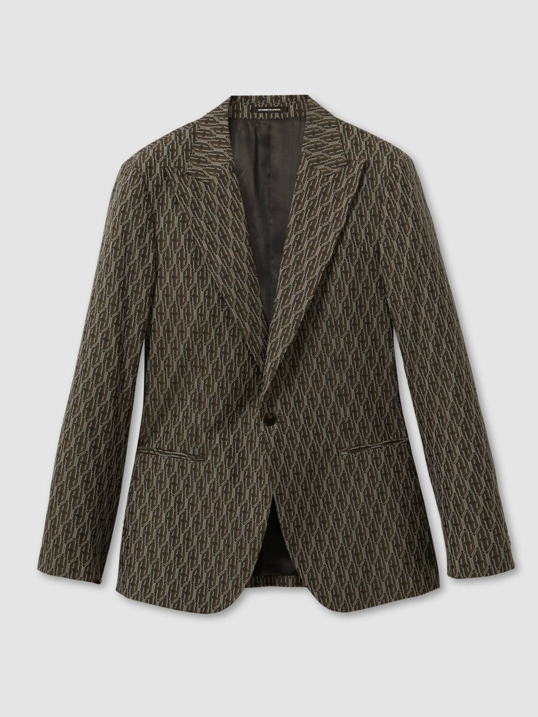 Monogram-Jacquard Twill Blazer in Chocolate Brown Men | Reiss