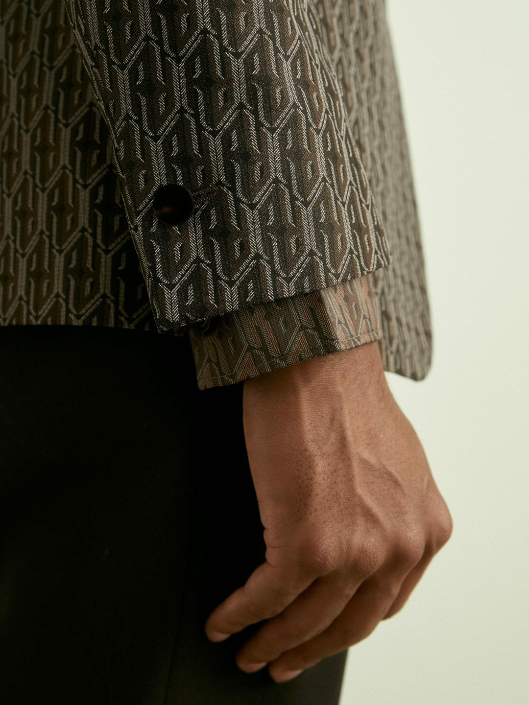 Monogram-Jacquard Twill Blazer in Chocolate Brown Men | Reiss