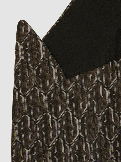Monogram-Jacquard Twill Blazer in Chocolate Brown Men | Reiss