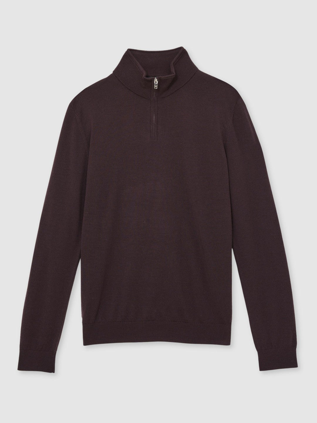 Merino Wool Half-Zip Jumper in Dark Bordeaux Men | Reiss