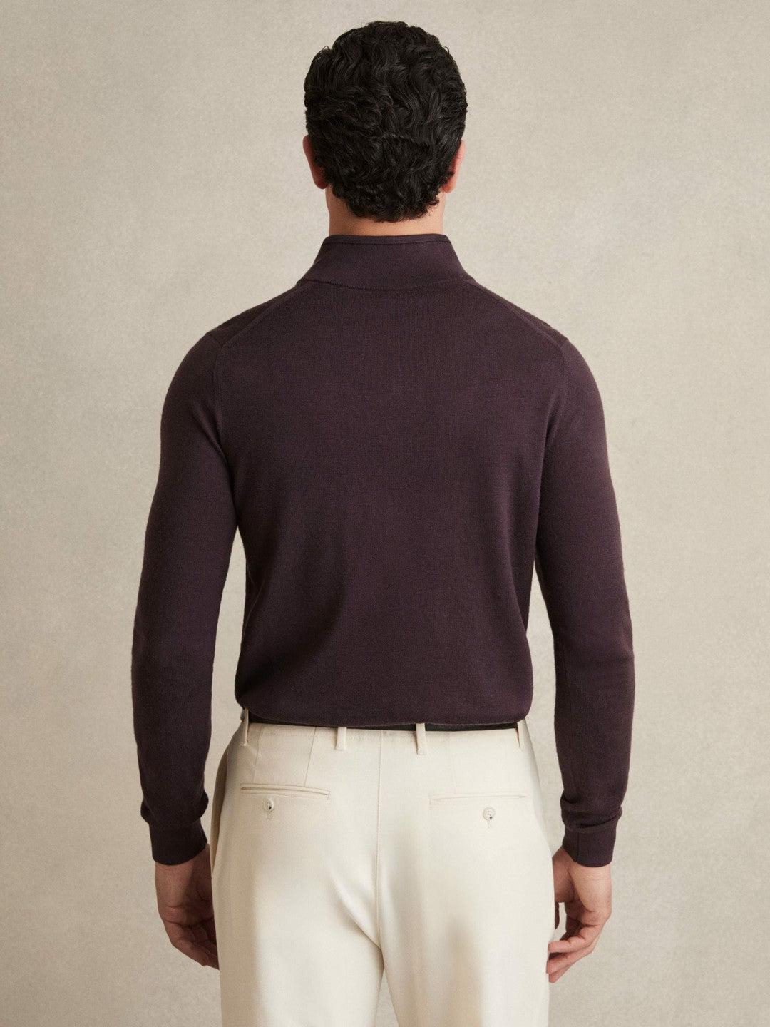 Merino Wool Half-Zip Jumper in Dark Bordeaux Men | Reiss