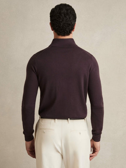 Merino Wool Half-Zip Jumper in Dark Bordeaux Men | Reiss