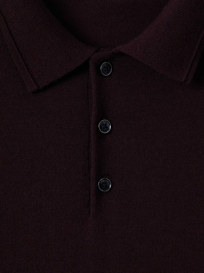 Merino Wool Polo Shirt in Dark Bordeaux Men | Reiss