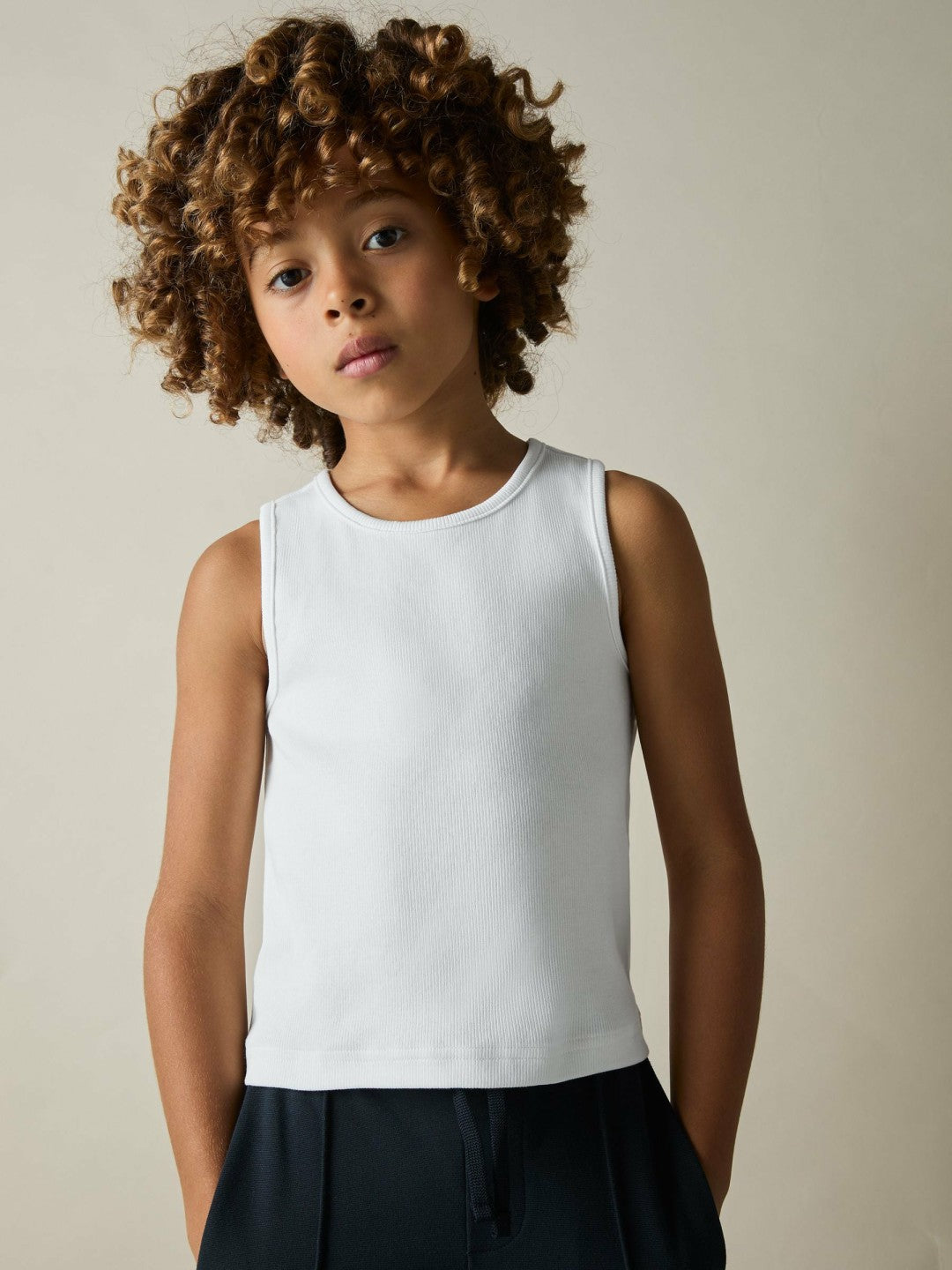 9-13 yrs Cotton Stretch Ribbed Vest 3 Pack in White Children & Baby | Reiss